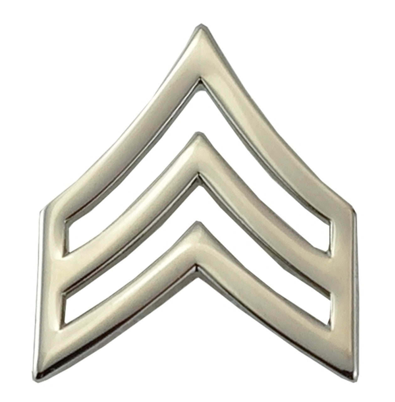 Hero's Pride SGT Chevrons, Enameled & Plated, 2 Posts & Clutch Backs, Pairs, Pointy-3/4" Wide