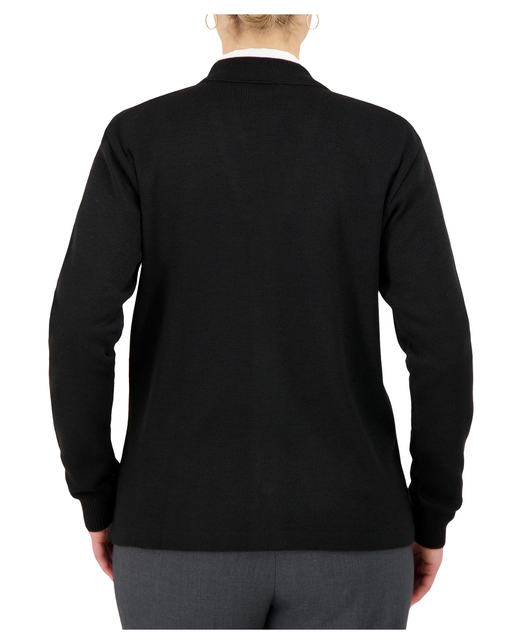 Cobmex - V-Neck Long Sleeve Button Front Cardigan with Hemmed Waistband