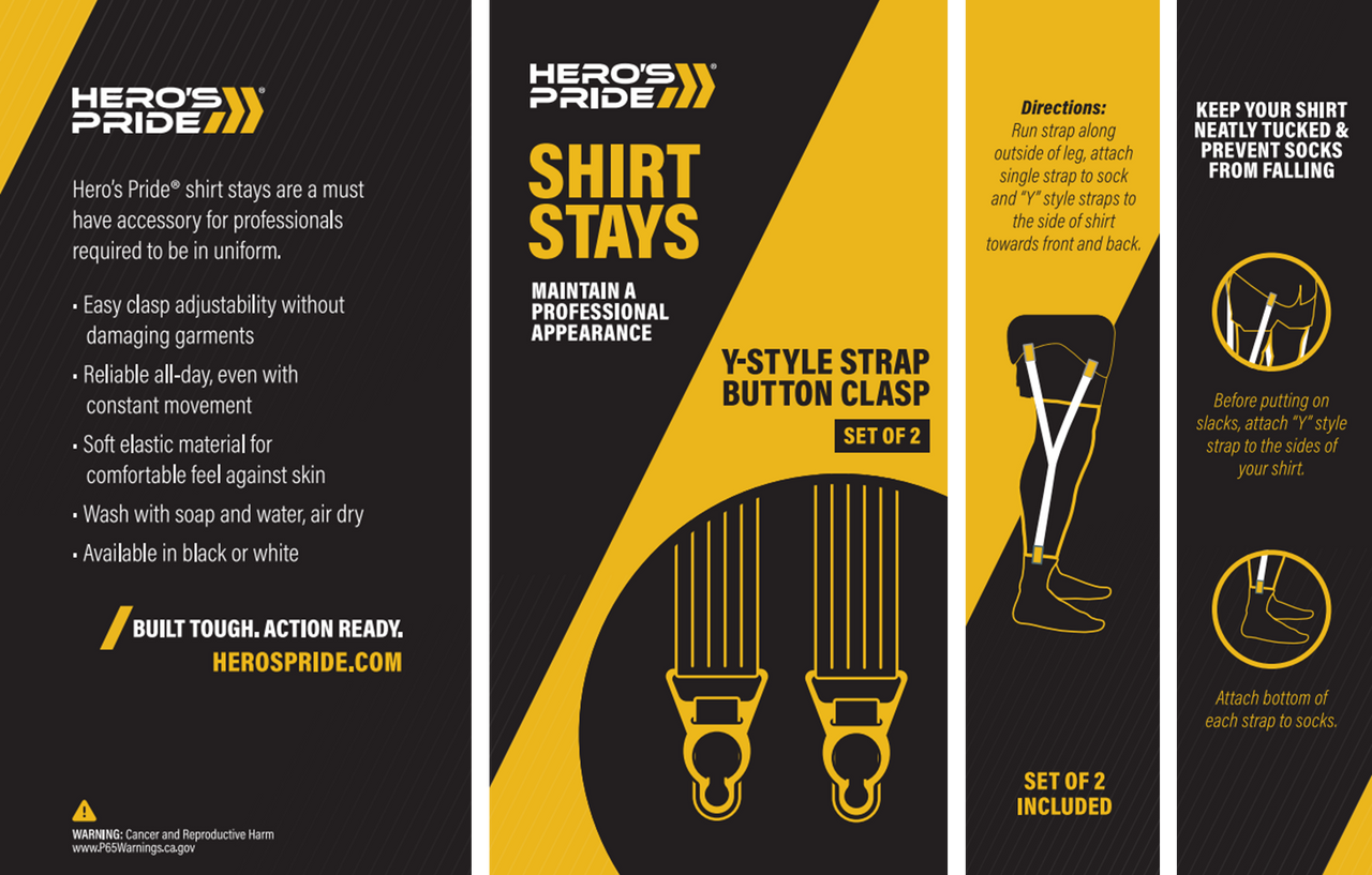 Hero's Pride - Shirt Holders Adjustable w/ Button Clasp Y-Style Strap