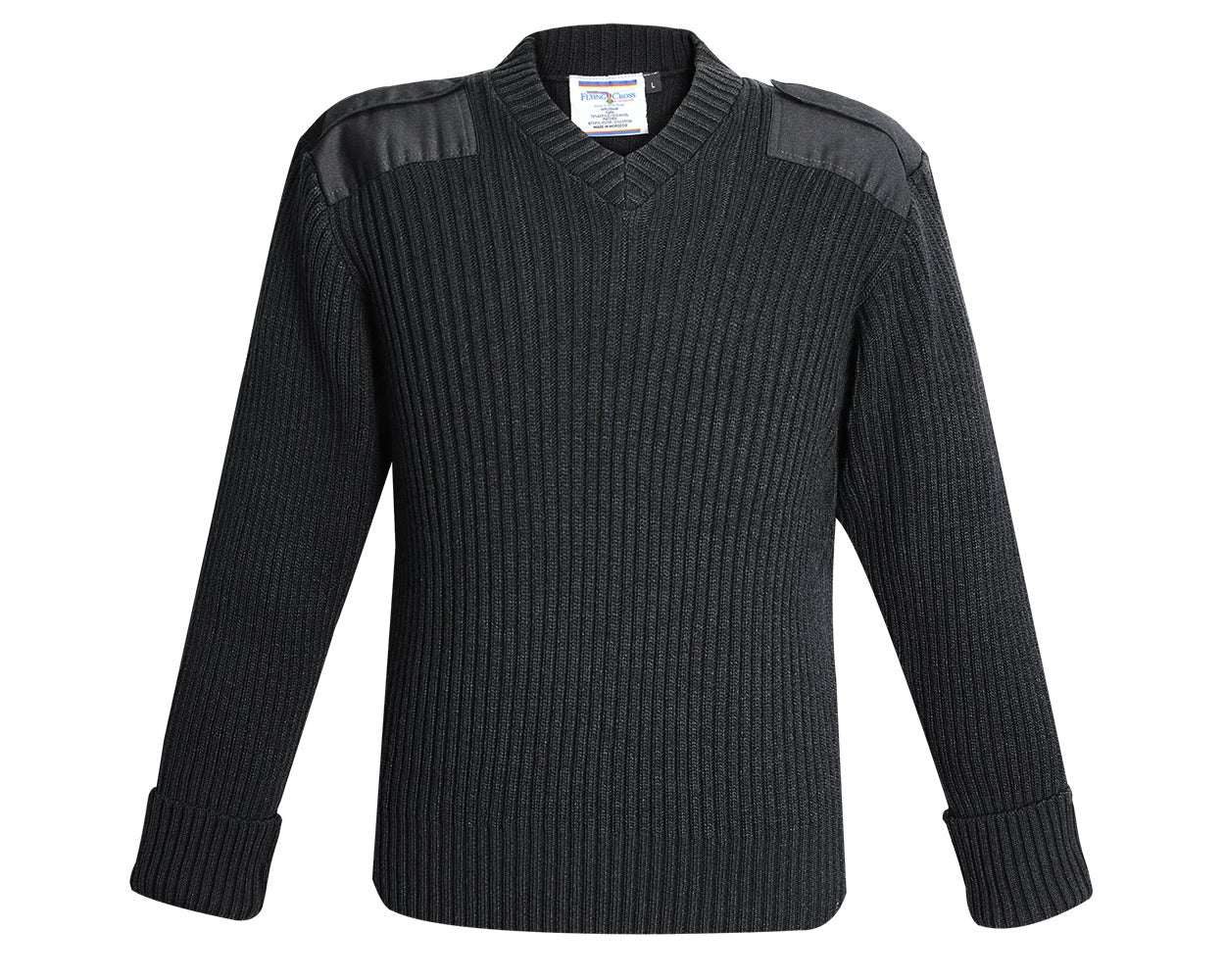 Flying Cross Command Acrylic Wool Rib Knit V-Neck Sweater