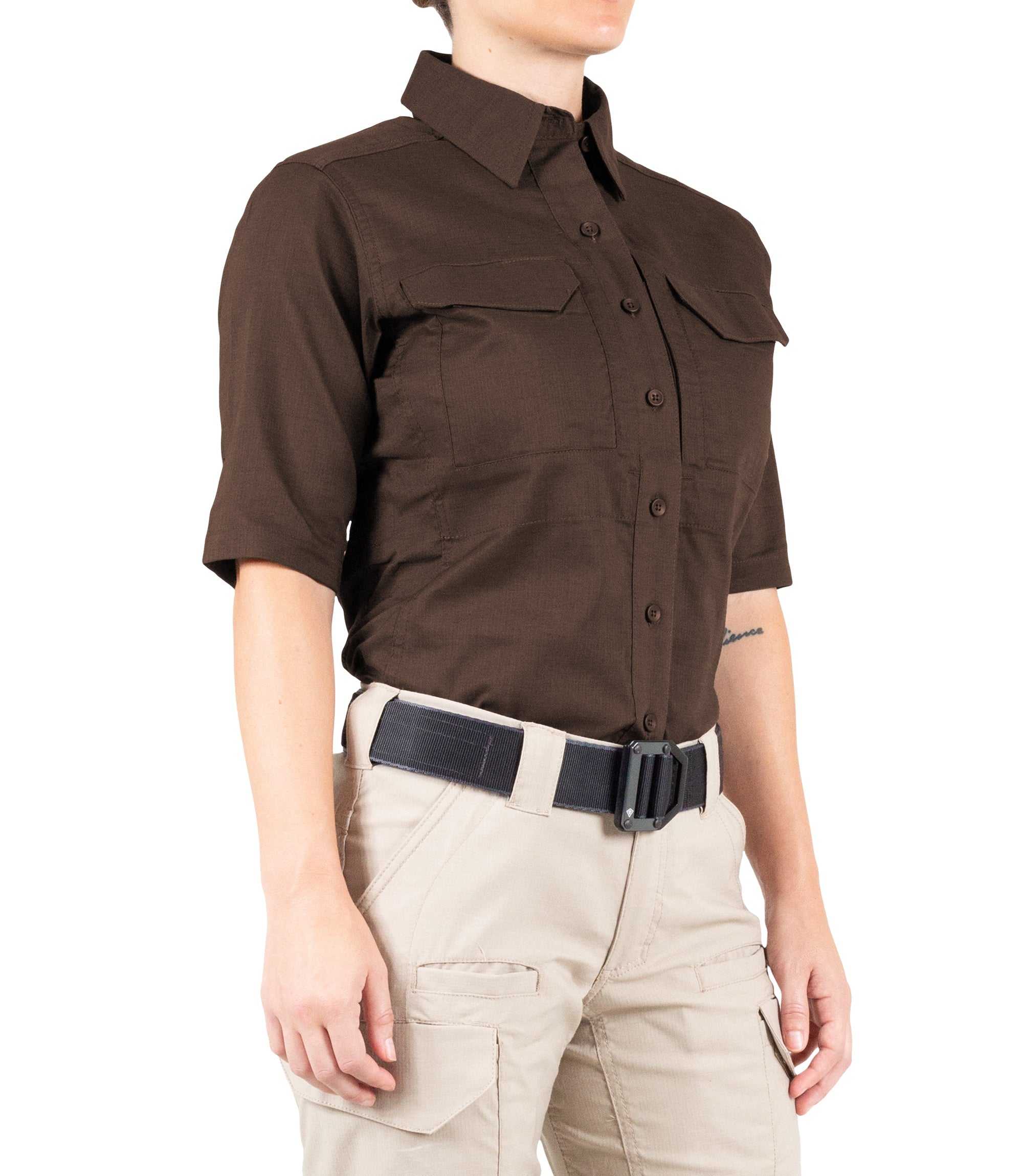 First Tactical Women's V2 Tactical Short Sleeve Shirt - Brown