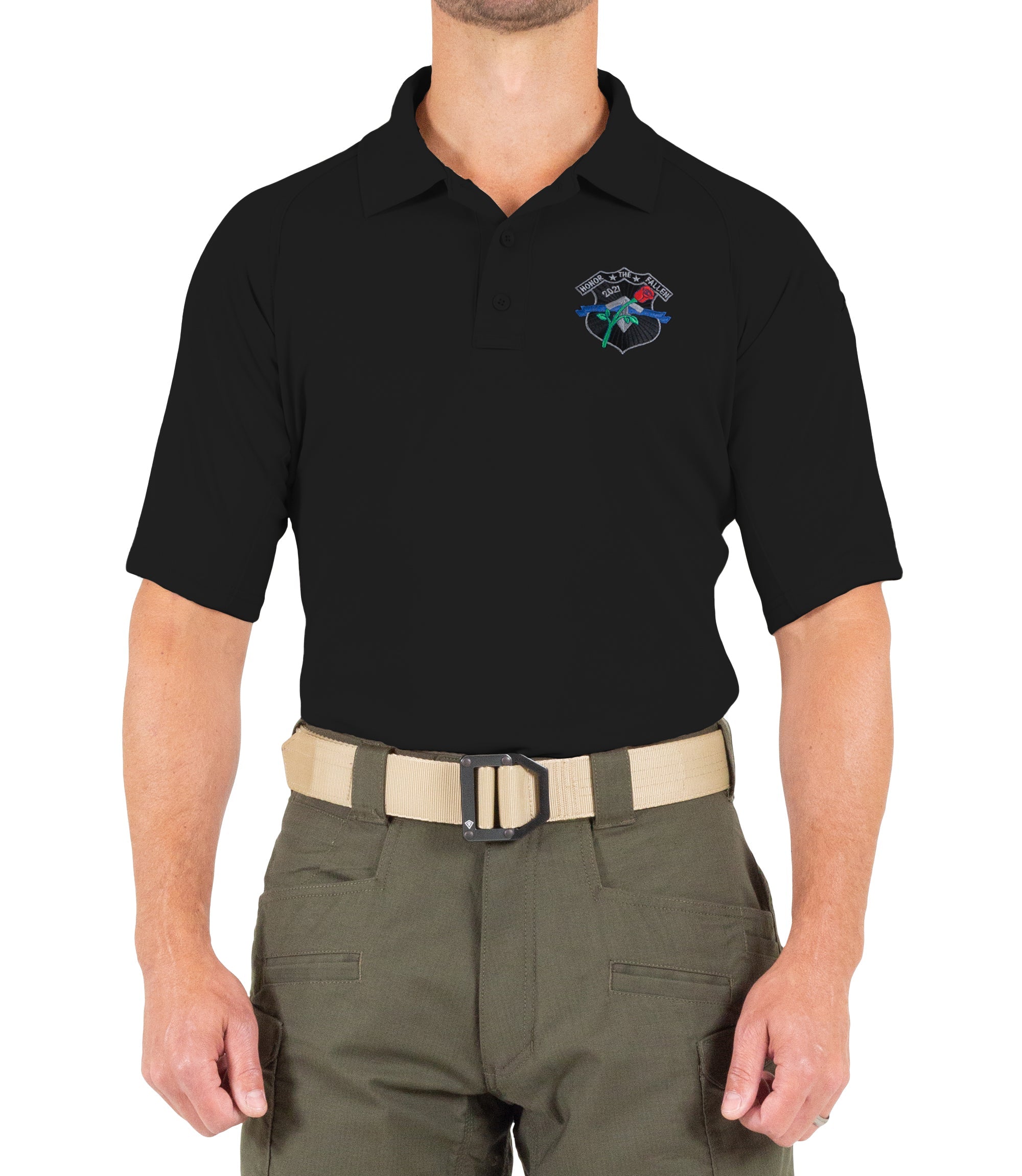 Front of Men's Honor The Fallen Polo in Black