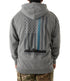 Back of Freedom Tower Zip-Up Hoodie in Heather Grey