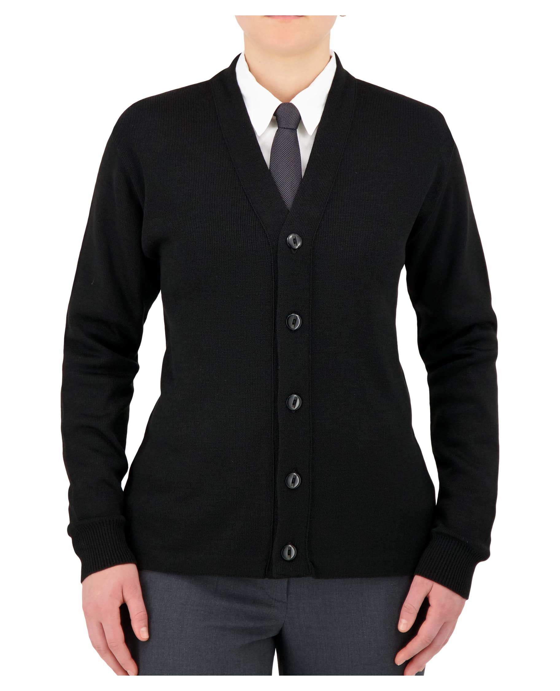 Cobmex - V-Neck Long Sleeve Button Front Cardigan with Hemmed Waistband