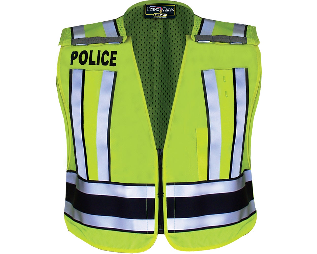 Flying Cross HIVIS YELLOW PRO SERIES SAFETY VEST WITH NAVY BAND AND POLICE LETTERING