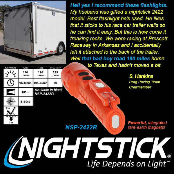 Nightstick - Dual-Light Flashlight w/Dual Magnets - 3 AA (not included) - Red