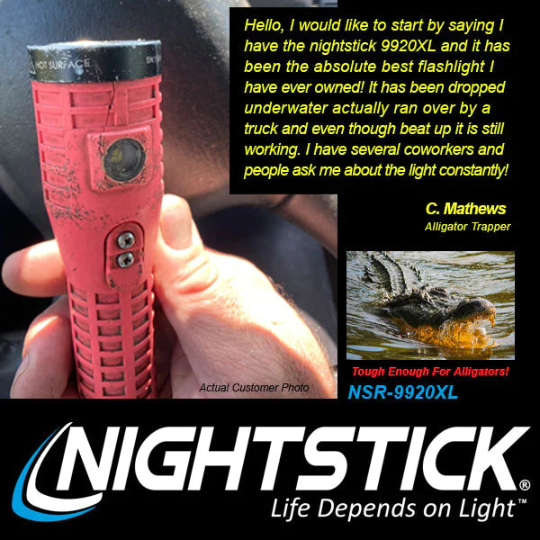Nightstick - Polymer Duty/Personal-Size Dual-Light Flashlight w/Magnet - Li-Ion - Red