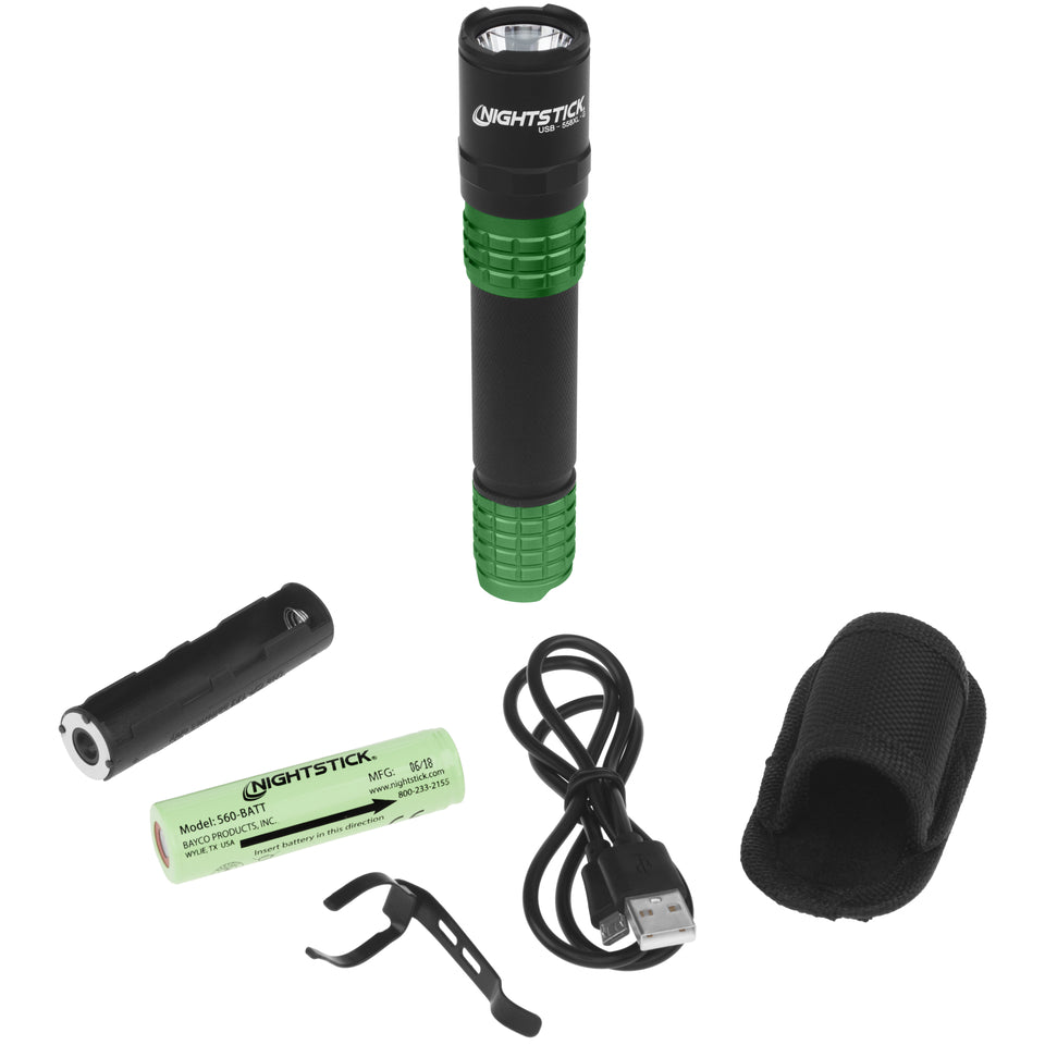 Nightstick - USB DUAL-LIGHT TACTICAL FLASHLIGHT - GREEN
