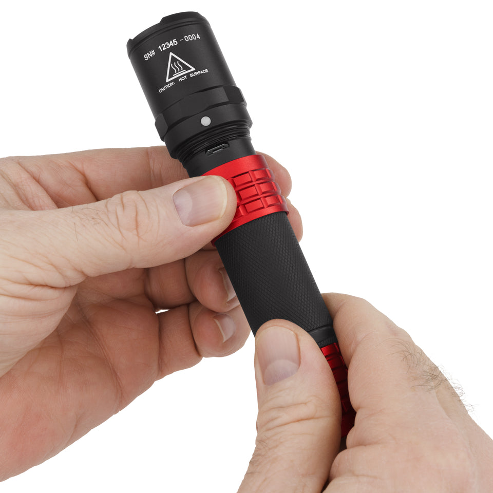 Nightstick - USB Tactical Flashlight w/Holster - Red