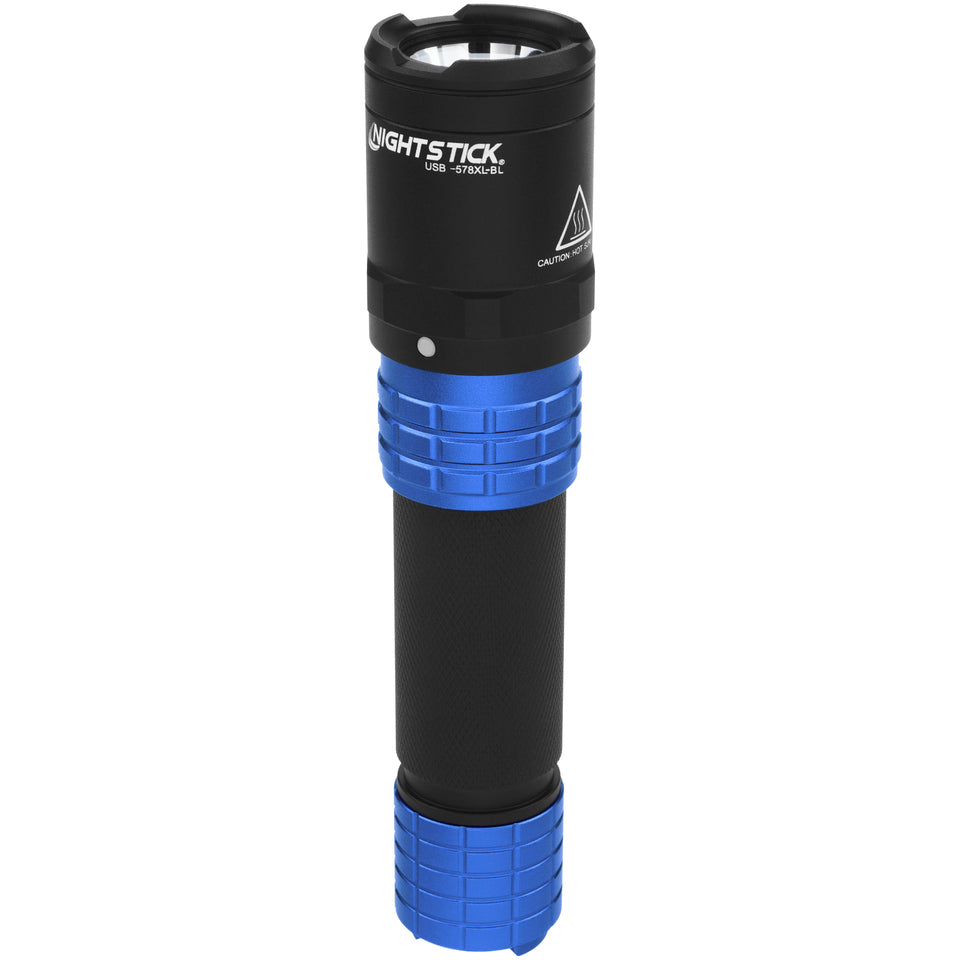 Nightstick - Metal USB Dual-Light Tactical Flashlight w/Holster - Li-Ion - Blue