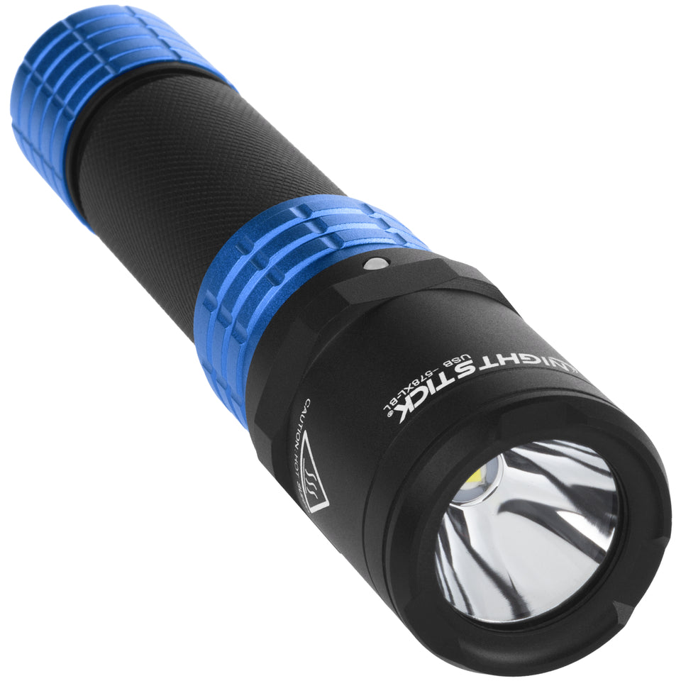 Nightstick - Metal USB Dual-Light Tactical Flashlight w/Holster - Li-Ion - Blue