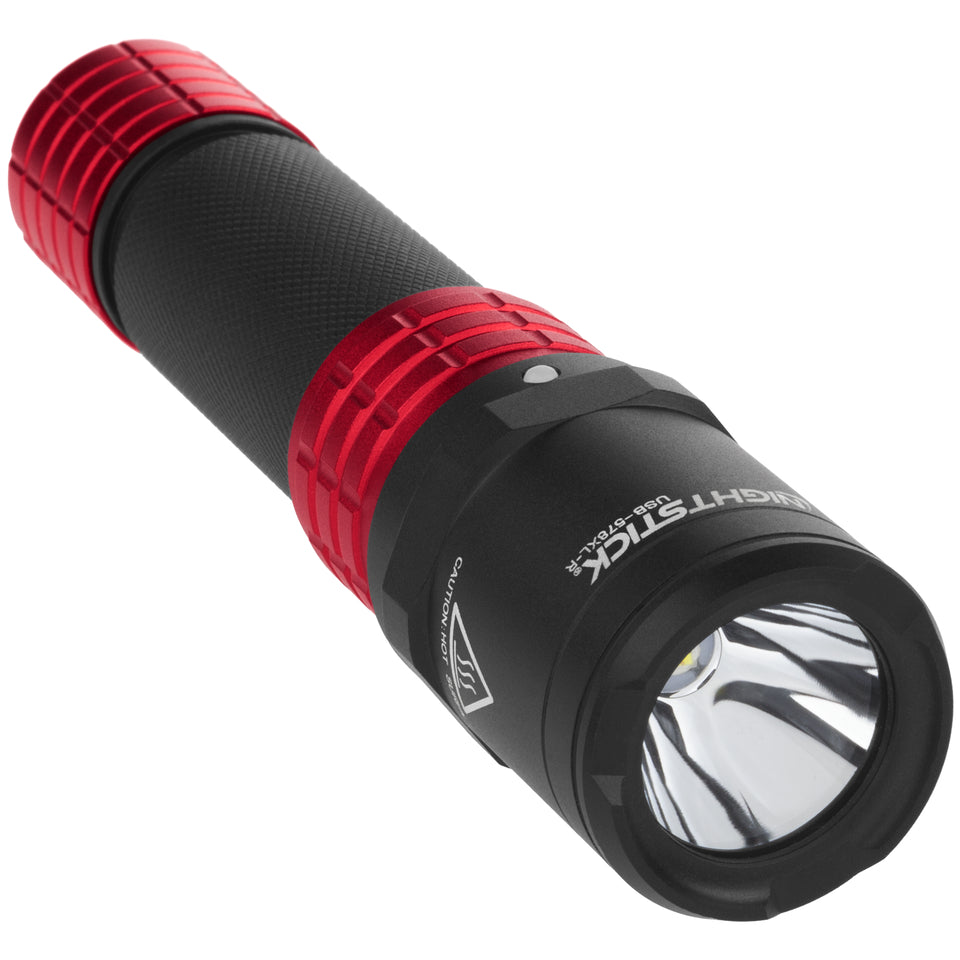 Nightstick - Metal USB Dual-Light Tactical Flashlight w/Holster - Li-Ion - Red