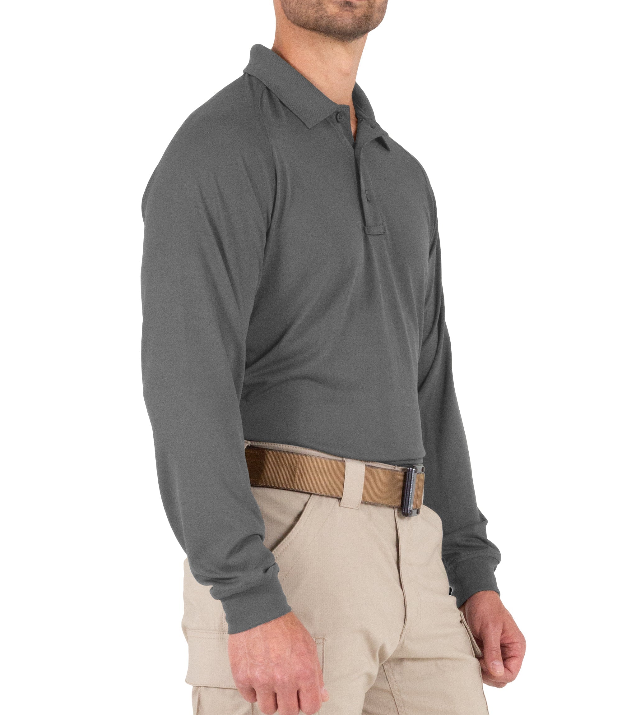 First Tactical Men's Performance Long Sleeve Polo / Wolf Grey