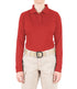 Front of Women's Performance Long Sleeve Polo in Red