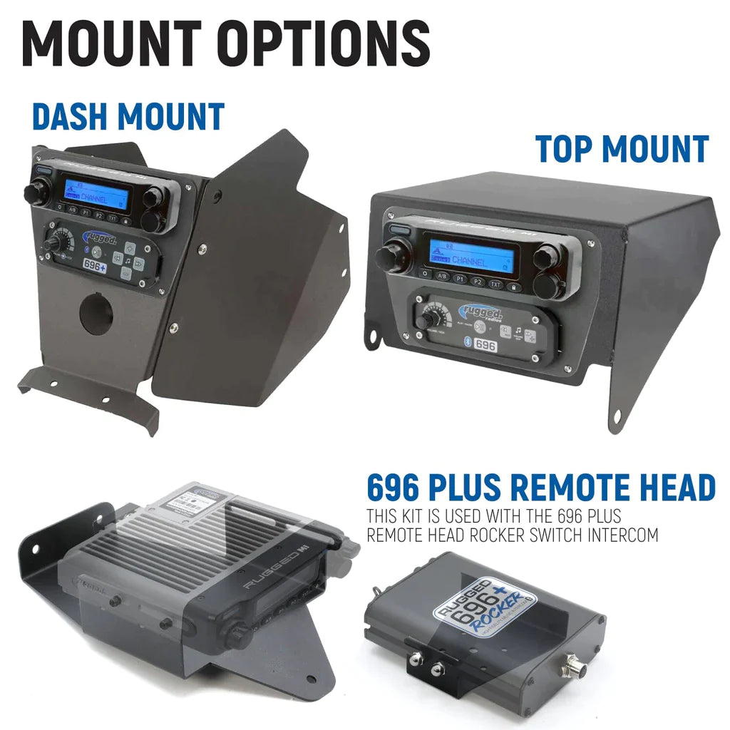 Rugged Radios Can-Am Maverick X3 Complete Communication Kit with Intercom and 2-Way Radio - 696 Plus Intercom, G1 GMRS Radio, Top Mount