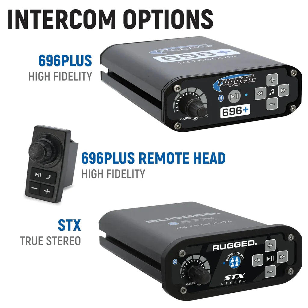 Rugged Radios Can-Am Maverick X3 Complete Communication Kit with Intercom and 2-Way Radio - 696 Plus Intercom, G1 GMRS Radio, Top Mount